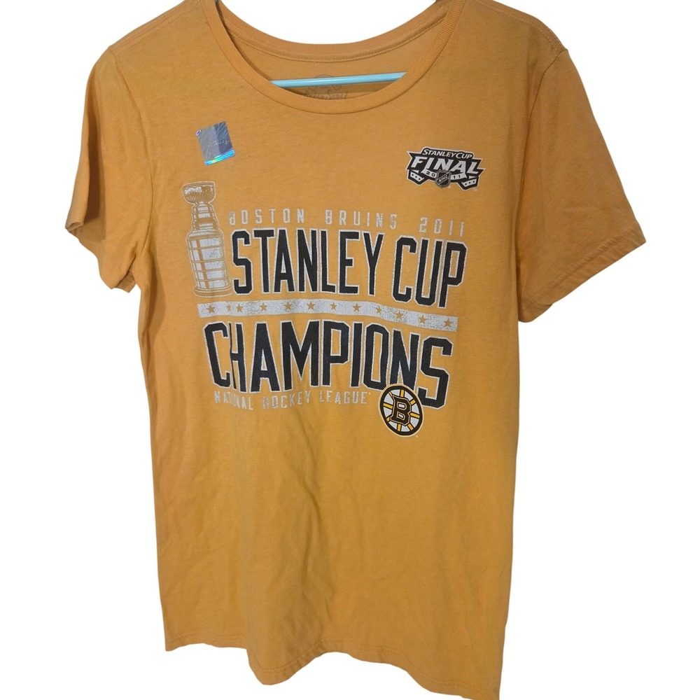 Retro Sport Boston Bruins T-Shirt Large Yellow Excellent 2011 Stanley‎ Cup Champ
